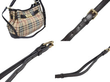 画像をギャラリービューアに読み込む, BURBERRY バーバリー ノバチェック 2WAY ハンドバッグ ベージュ ブラウン PVC レザー ショルダー 3742238 ゴールド金具 美品 中古 4b005299