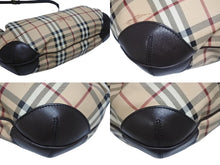 画像をギャラリービューアに読み込む, BURBERRY バーバリー ノバチェック 2WAY ハンドバッグ ベージュ ブラウン PVC レザー ショルダー 3742238 ゴールド金具 美品 中古 4b005299
