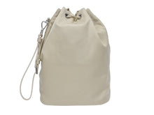 Load image into Gallery viewer, 極美品 PRADA プラダ ハンドバッグ 巾着型 ロゴプレート Re-Nylon ポーチ 1NS369 ナイロン ベージュ 中古 4b005304