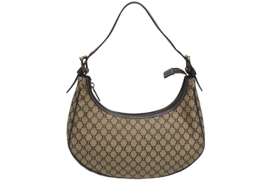 CELINE セリーヌ マカダム柄 ワンショルダーバッグ ベージュ ハンドバッグ キャンバス レザー ロゴ ゴールド金具 美品 中古 4b005307