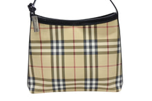 画像をギャラリービューアに読み込む, 極美品 BURBERRY バーバリー ノヴァチェック 2000年代 ワンショルダーバッグ PVC レザー ベージュ ブラック シルバー金具 中古 4b005309