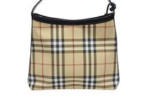画像をギャラリービューアに読み込む, 極美品 BURBERRY バーバリー ノヴァチェック 2000年代 ワンショルダーバッグ PVC レザー ベージュ ブラック シルバー金具 中古 4b005309