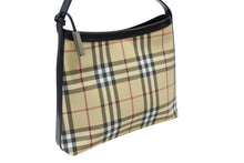 画像をギャラリービューアに読み込む, 極美品 BURBERRY バーバリー ノヴァチェック 2000年代 ワンショルダーバッグ PVC レザー ベージュ ブラック シルバー金具 中古 4b005309