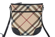 画像をギャラリービューアに読み込む, BURBERRY バーバリー ショルダーバッグ チェック柄 ベージュ ブラック 黒 パテントレザー 3800998 美品 中古 4b005310