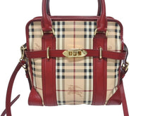 画像をギャラリービューアに読み込む, BURBERRY バーバリー ノバチェック 2WAY ハンドバッグ ベージュ レッド PVC レザー 3903157 ゴールド金具 美品 中古 4b005313