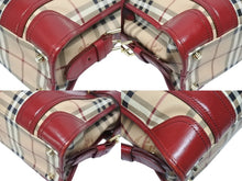 画像をギャラリービューアに読み込む, BURBERRY バーバリー ノバチェック 2WAY ハンドバッグ ベージュ レッド PVC レザー 3903157 ゴールド金具 美品 中古 4b005313