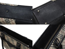 画像をギャラリービューアに読み込む, BURBERRY バーバリー ハンドバッグ トートバッグ ノバチェック レザー キャンバス ベージュ 美品 中古 4b005315