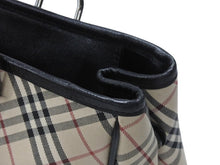 画像をギャラリービューアに読み込む, BURBERRY バーバリー ハンドバッグ トートバッグ ノバチェック レザー キャンバス ベージュ 美品 中古 4b005315