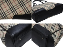 画像をギャラリービューアに読み込む, BURBERRY バーバリー ハンドバッグ トートバッグ ノバチェック レザー キャンバス ベージュ 美品 中古 4b005315