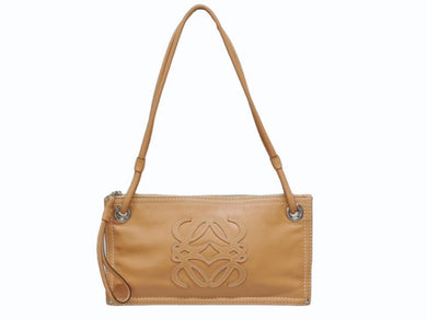 極美品 LOEWE ロエベ アナグラム ミニトートバッグ ショルダーバッグ 310602 レザー ブラウン シルバー金具 中古 4b005322