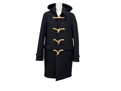 SAINT LAURENT サンローラン フード付き ダッフルコート 376281 イタリア製 ウール ブラック サイズ36 美品 中古 4b005372