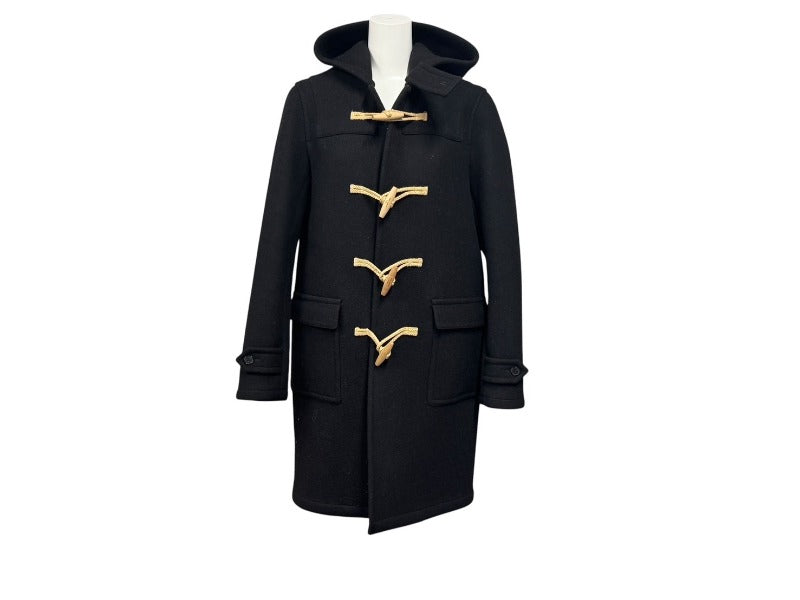 SAINT LAURENT サンローラン フード付き ダッフルコート 376281 イタリア製 ウール ブラック サイズ36 美品 中古 4b005372