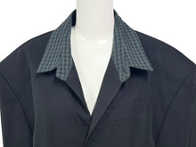 Load image into Gallery viewer, BALENCIAGA バレンシアガ 21SS テーラードジャケット 658941 サイズXXS ブラック グリーン チェック柄 ラペル切替 美品 中古 4b005374