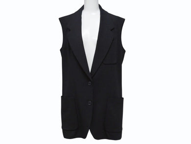 極美品 HERMES エルメス マルジェラ期 ノースリーブ テーラードジャケット サイズ40 ウール スパンデックス ブラック 中古 4b005377