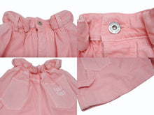 画像をギャラリービューアに読み込む, 極美品 MIUMIU ミュウミュウ デニムショーツ ショートパンツ MP1565 1Z7Y サイズ38 ピンク ロゴプリント 中古 4b005384