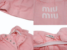画像をギャラリービューアに読み込む, 極美品 MIUMIU ミュウミュウ デニムショーツ ショートパンツ MP1565 1Z7Y サイズ38 ピンク ロゴプリント 中古 4b005384
