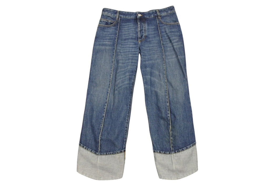 BOTTEGAVENETA ボッテガヴェネタ カーブシェイプ デニムパンツ ジーンズ 723355 V2J80 サイズ42 ロールアップ ブルー 美品 中古 4b005385