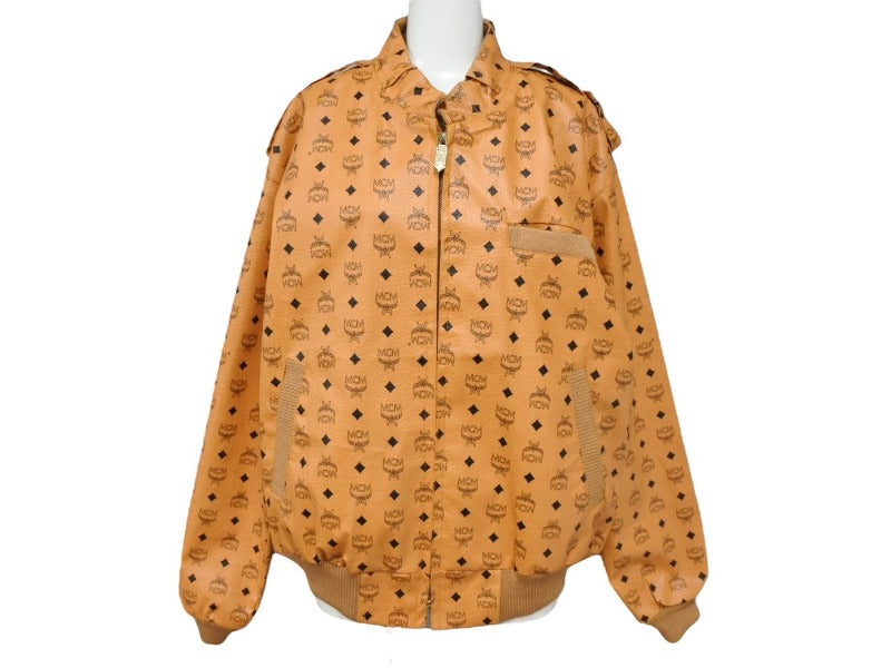 MCM エムシーエム コニャック モノグラム 80s ビンテージ レザージャケット レア ブラウン サイズL 美品 中古 4b005404
