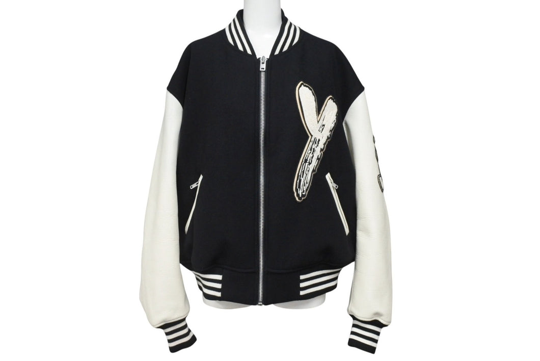Y-3 ワイスリー レターマンジャケット LETTERMAN JKT H44803 ポリエステル ウール ブラック ホワイト サイズS 美品 中古 4b005414