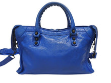 Load image into Gallery viewer, BALENCIAGA バレンシアガ クラシックシティ ショルダーバッグ 431621 4313 Z 56800 ブルー アンティークゴールド金具 美品 中古 4b005424