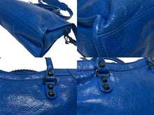 Load image into Gallery viewer, BALENCIAGA バレンシアガ クラシックシティ ショルダーバッグ 431621 4313 Z 56800 ブルー アンティークゴールド金具 美品 中古 4b005424