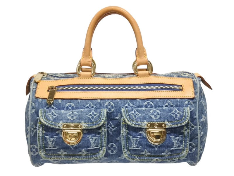 LOUIS VUITTON ルイヴィトン ネオスピーディ ハンドバッグ M95019 モノグラム デニム インディゴブルー ゴールド金具 美品 中古 4b005459