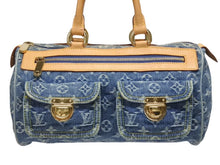 画像をギャラリービューアに読み込む, LOUIS VUITTON ルイヴィトン ネオスピーディ ハンドバッグ M95019 モノグラム デニム インディゴブルー ゴールド金具 美品 中古 4b005459