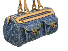 画像をギャラリービューアに読み込む, LOUIS VUITTON ルイヴィトン ネオスピーディ ハンドバッグ M95019 モノグラム デニム インディゴブルー ゴールド金具 美品 中古 4b005459