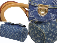 画像をギャラリービューアに読み込む, LOUIS VUITTON ルイヴィトン ネオスピーディ ハンドバッグ M95019 モノグラム デニム インディゴブルー ゴールド金具 美品 中古 4b005459