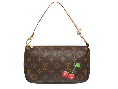 新品同様品 LOUIS VUITTON ルイヴィトン ポシェット アクセソワール ブラウン モノグラム チェリー 村上隆 M95008 中古 4b005463