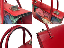 Load image into Gallery viewer, PRADA プラダ プリント sac a main en cuir ショルダーバッグ ハンドバッグ サフィアーノレザー レッド シルバー金具 美品 中古 4b005466