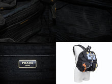 Load image into Gallery viewer, PRADA プラダ リュック テスート ロボット パッチ トライアングルロゴ 1BZ811 ナイロン レザー ブラック マルチカラー 美品 中古 4b005584