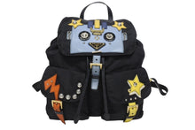 Load image into Gallery viewer, PRADA プラダ リュック テスート ロボット パッチ トライアングルロゴ 1BZ811 ナイロン レザー ブラック マルチカラー 美品 中古 4b005584