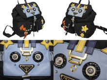Load image into Gallery viewer, PRADA プラダ リュック テスート ロボット パッチ トライアングルロゴ 1BZ811 ナイロン レザー ブラック マルチカラー 美品 中古 4b005584