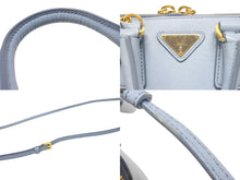 Load image into Gallery viewer, 極美品 PRADA プラダ 2WAY ミニハンドバッグ ショルダーバッグ BL0851 サフィアーノレザー ブルー ゴールド金具 中古 4b005614