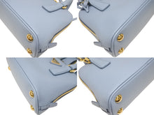 Load image into Gallery viewer, 極美品 PRADA プラダ 2WAY ミニハンドバッグ ショルダーバッグ BL0851 サフィアーノレザー ブルー ゴールド金具 中古 4b005614
