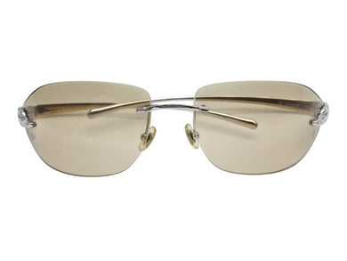 極美品 CARTIER カルティエ メガネ リムレス ブラウン サングラス シルバー金具 メタル プラスチック 中古 4b005631