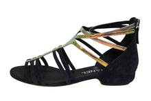 画像をギャラリービューアに読み込む, CHANEL シャネル ココマーク スウェード グラディエーターサンダル ストラップサンダル ネイビー サイズ37C 中古 美品 4b005658