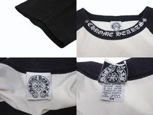 Load image into Gallery viewer, CHROME HEARTS クロムハーツ ラグラン 七分袖Tシャツ サイズM ホワイト ブラック ネックロゴ オールドクロス ホースシュー 良品 中古 4b005660