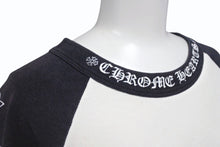 Load image into Gallery viewer, CHROME HEARTS クロムハーツ ラグラン 七分袖Tシャツ サイズM ホワイト ブラック ネックロゴ オールドクロス ホースシュー 良品 中古 4b005660