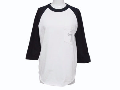 CHROME HEARTS クロムハーツ ラグラン 7部袖Tシャツ サイズS CHクロス セメタリークロス スクロールラベルロゴ 美品 中古 4b005685