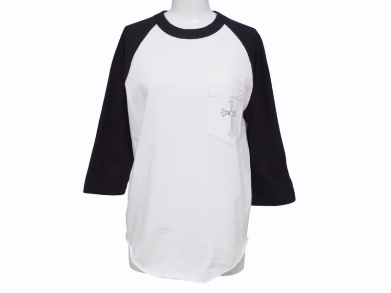 CHROME HEARTS クロムハーツ ラグラン 7部袖Tシャツ サイズS CHクロス セメタリークロス スクロールラベルロゴ 美品 中古 4b005685