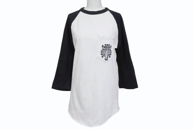 CHROME HEARTS クロムハーツ ラグラン 七分袖Tシャツ サイズS ヴァインダガー スクロールラベルロゴ ホワイト ブラック 美品 中古 4b005686