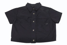 画像をギャラリービューアに読み込む, CHROME HEARTS クロムハーツ クロスパッチ付き クロスボールボタン ナイロン半袖シャツ ブラック サイズXS 美品 中古 4b005692