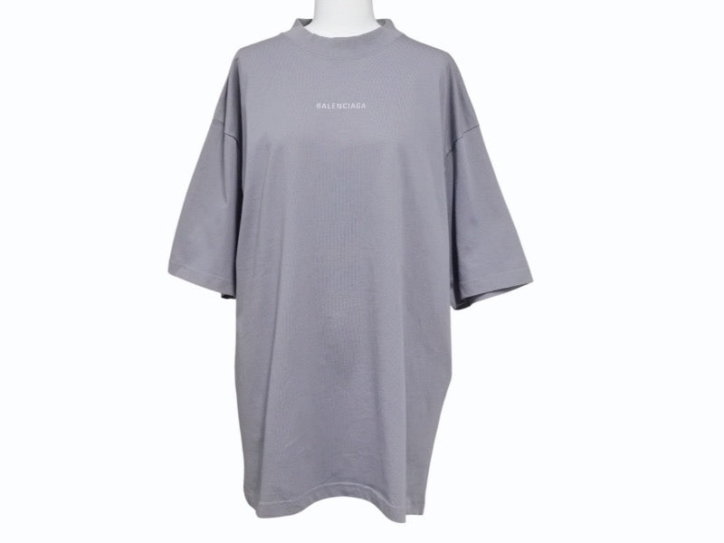 BALENCIAGA バレンシアガ 24SS リフレクター ロゴ Tシャツ 764235 TQVN1 グレー サイズS 美品 中古 4b005694