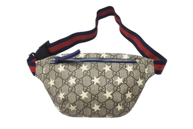 極美品 GUCCI グッチ チルドレンズ キッズライン GGスプリーム ウエストポーチ ヒップバッグ ベルトバッグ スター ベージュ 中古 4b005696