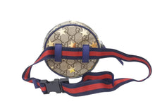 Load image into Gallery viewer, GUCCI グッチ チルドレンズ ラウンド ミニウエストポーチ 502330 GGスプリーム レザー ベージュ シルバー金具 良品 中古 4b005697