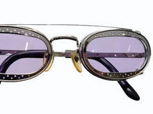 画像をギャラリービューアに読み込む, Jean Paul GAULTIER ジャンポール ゴルチエ ツーブリッジ クリップオンサングラス 56-7116 シルバー パープル ヴィンテージ 美品 中古 4b005718