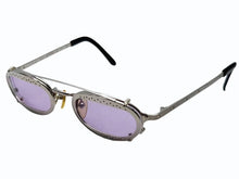 画像をギャラリービューアに読み込む, Jean Paul GAULTIER ジャンポール ゴルチエ ツーブリッジ クリップオンサングラス 56-7116 シルバー パープル ヴィンテージ 美品 中古 4b005718