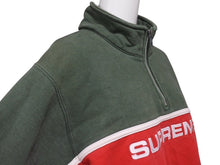 画像をギャラリービューアに読み込む, Supreme シュプリーム ハーフジップ スウェット 101837 グリーン レッド コットン サイズM 刺繍 美品 中古 4b005732